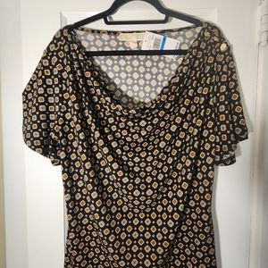 Michael Kors Women's Scoop Neck Short Sleeve Print Top